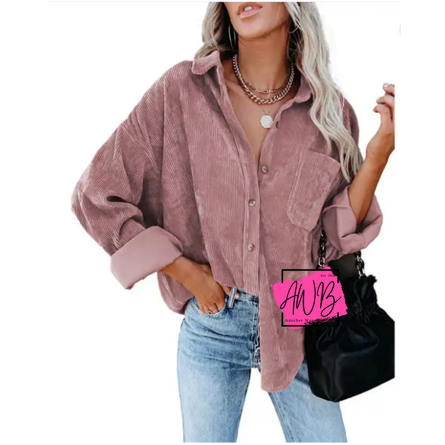 Oversized Button-Down Corduroy Shirt