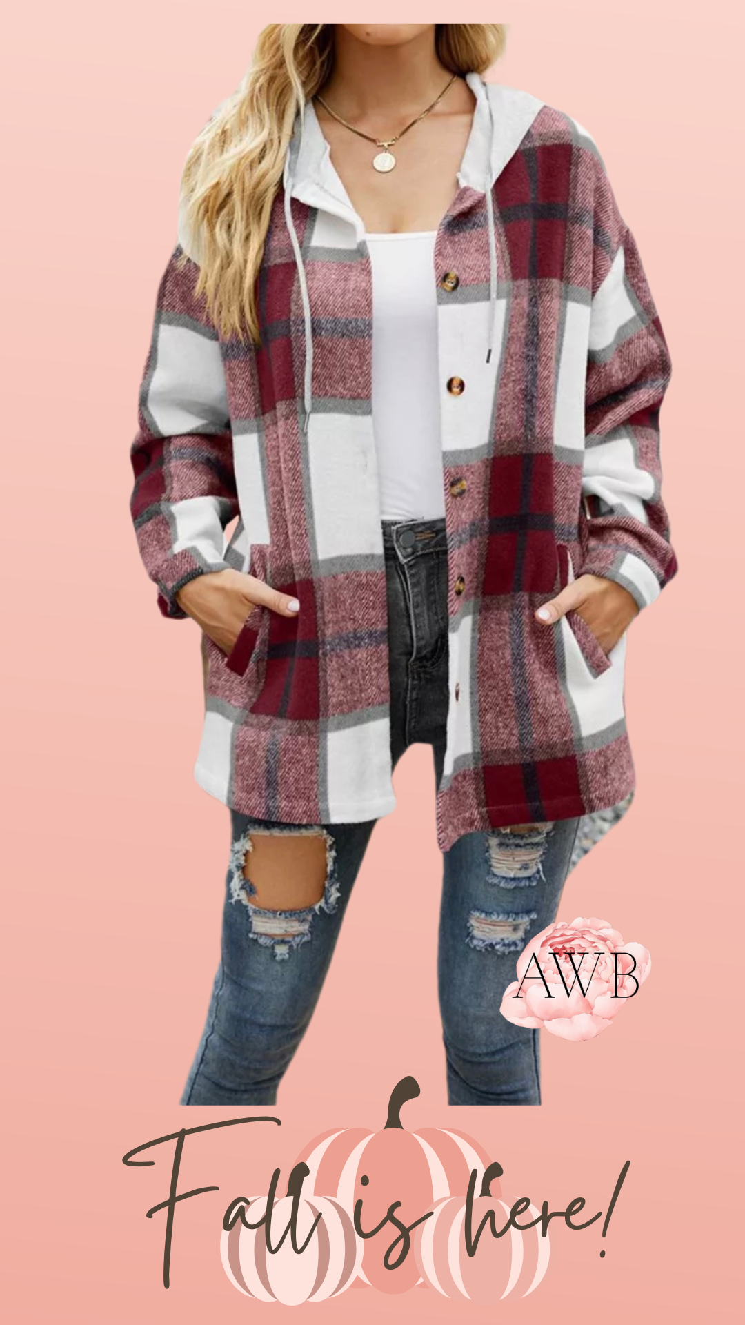 Plaid Shacket w/Hood - Another Way Boutique
