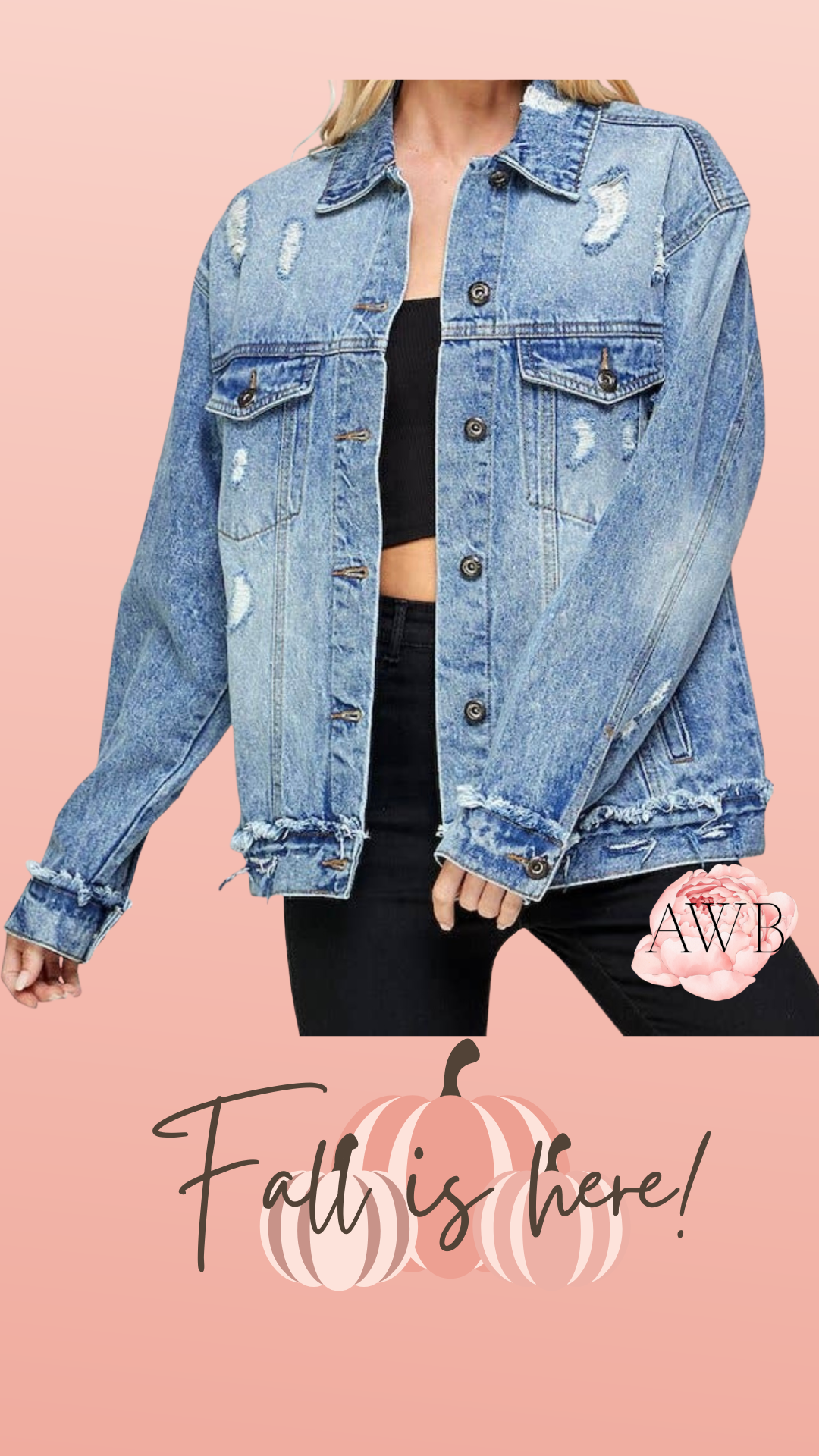 Oversized Distressed Jean Jacket - Another Way Boutique