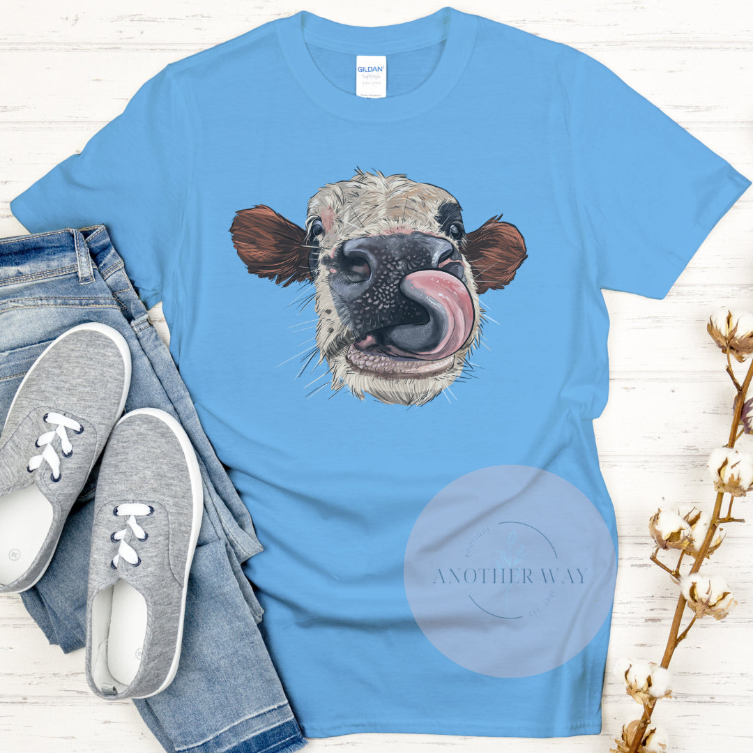 Cow with Tongue Sticking Out - Another Way Boutique