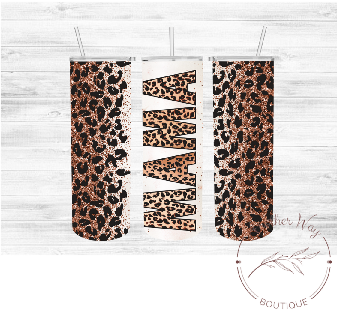 "Mama" leopard Tumbler - Another Way Boutique