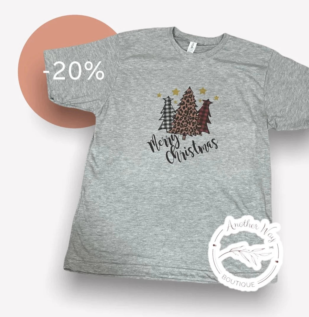 “Merry Christmas” Grey Shirt - Another Way Boutique